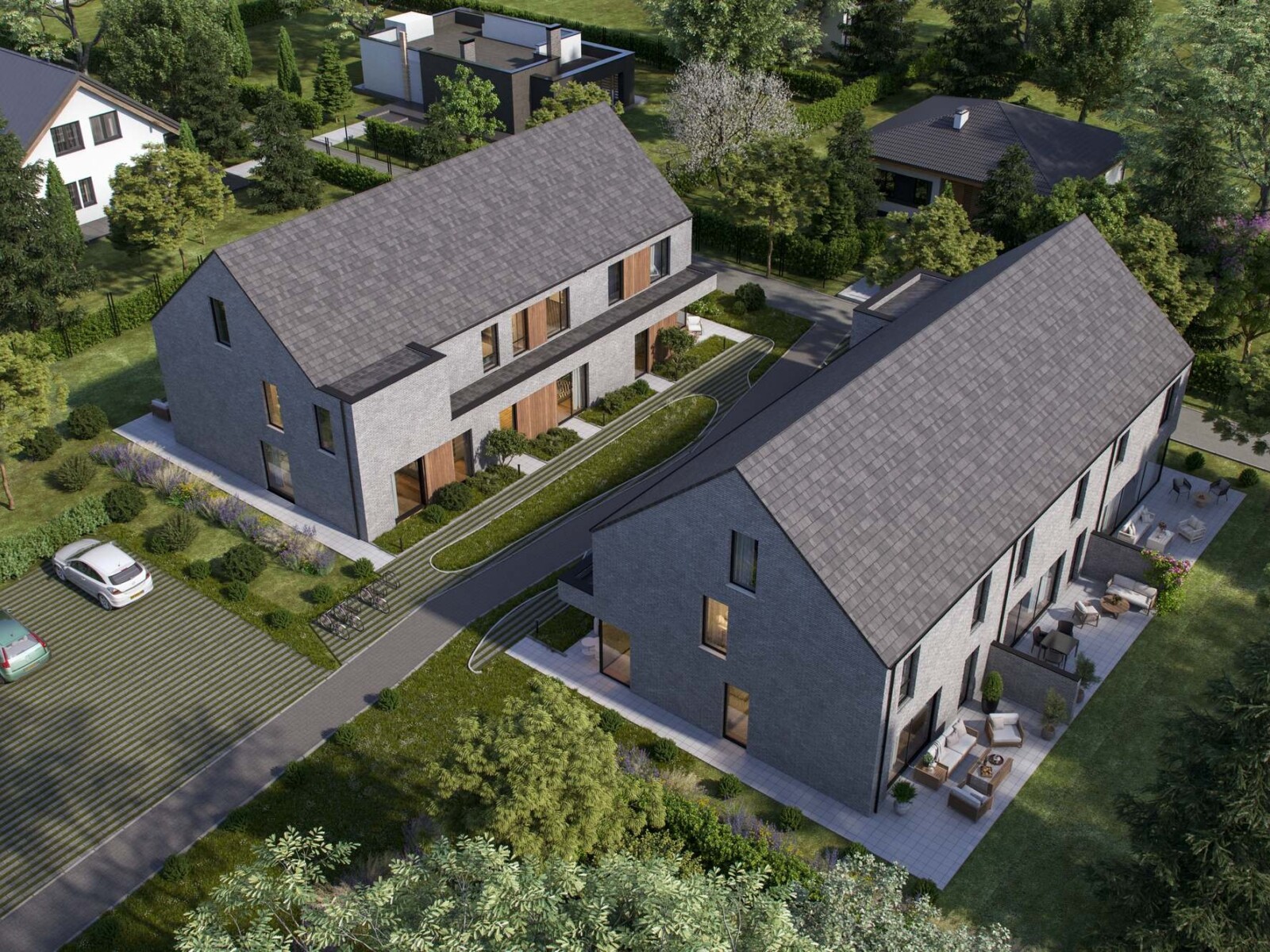 Moderne en energiezuinige nieuwbouwwoningen aan de rand van de stad